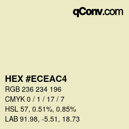 カラーコード: HEX #ECEAC4 | qconv.com