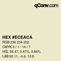 颜色代码: HEX #ECEACA | qconv.com