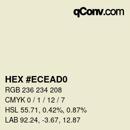 カラーコード: HEX #ECEAD0 | qconv.com