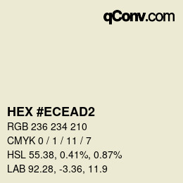 颜色代码: HEX #ECEAD2 | qconv.com
