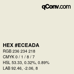颜色代码: HEX #ECEADA | qconv.com