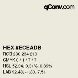 Color code: HEX #ECEADB | qconv.com