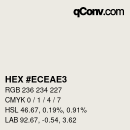 Color code: HEX #ECEAE3 | qconv.com