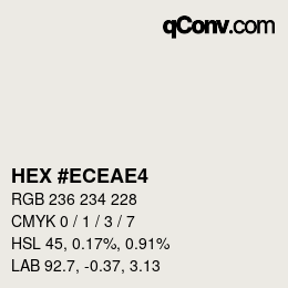 Color code: HEX #ECEAE4 | qconv.com