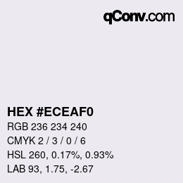 カラーコード: HEX #ECEAF0 | qconv.com