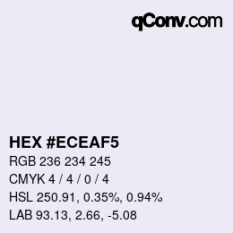 Color code: HEX #ECEAF5 | qconv.com