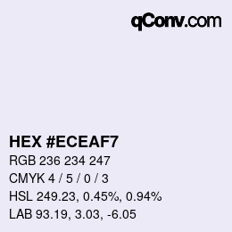 Color code: HEX #ECEAF7 | qconv.com