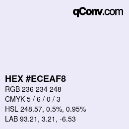 Color code: HEX #ECEAF8 | qconv.com