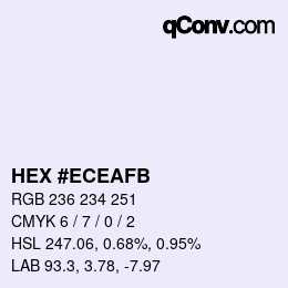 カラーコード: HEX #ECEAFB | qconv.com