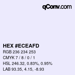 カラーコード: HEX #ECEAFD | qconv.com