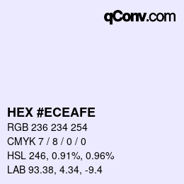 カラーコード: HEX #ECEAFE | qconv.com