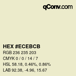 カラーコード: HEX #ECEBCB | qconv.com