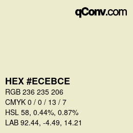 Color code: HEX #ECEBCE | qconv.com