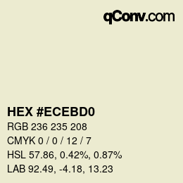 颜色代码: HEX #ECEBD0 | qconv.com