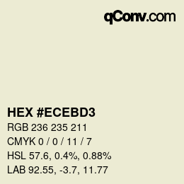 颜色代码: HEX #ECEBD3 | qconv.com