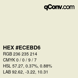 Color code: HEX #ECEBD6 | qconv.com