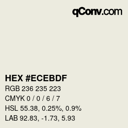 Color code: HEX #ECEBDF | qconv.com