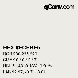 Farbcode: HEX #ECEBE5 | qconv.com