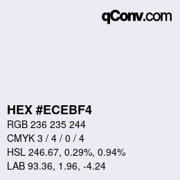 Color code: HEX #ECEBF4 | qconv.com