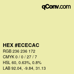 颜色代码: HEX #ECECAC | qconv.com