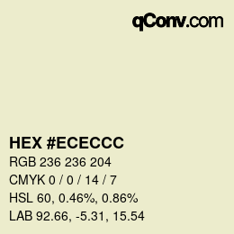 カラーコード: HEX #ECECCC | qconv.com