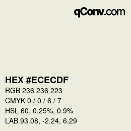 颜色代码: HEX #ECECDF | qconv.com
