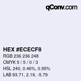 Color code: HEX #ECECF8 | qconv.com