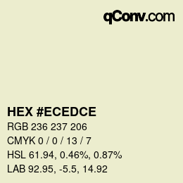 Color code: HEX #ECEDCE | qconv.com