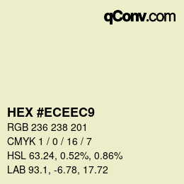 カラーコード: HEX #ECEEC9 | qconv.com