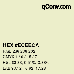 颜色代码: HEX #ECEECA | qconv.com