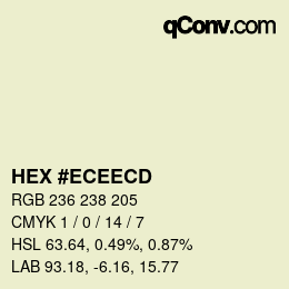 カラーコード: HEX #ECEECD | qconv.com