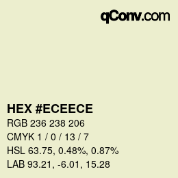 Code couleur: HEX #ECEECE | qconv.com
