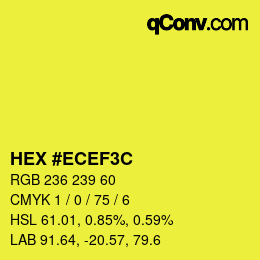Color code: HEX #ECEF3C | qconv.com