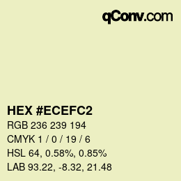 カラーコード: HEX #ECEFC2 | qconv.com