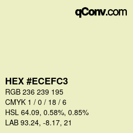 颜色代码: HEX #ECEFC3 | qconv.com