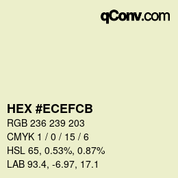 カラーコード: HEX #ECEFCB | qconv.com