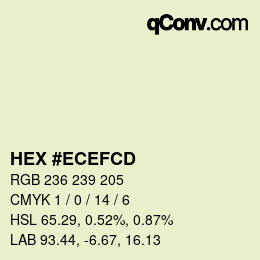 カラーコード: HEX #ECEFCD | qconv.com