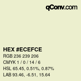 颜色代码: HEX #ECEFCE | qconv.com
