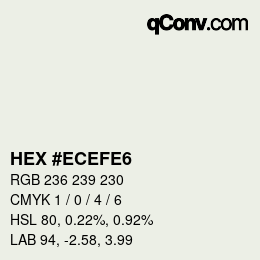 カラーコード: HEX #ECEFE6 | qconv.com