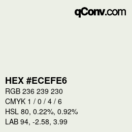 Código de color: HEX #ECEFE6 | qconv.com