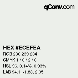 カラーコード: HEX #ECEFEA | qconv.com