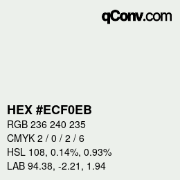 Color code: HEX #ECF0EB | qconv.com