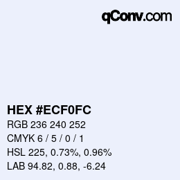 カラーコード: HEX #ECF0FC | qconv.com