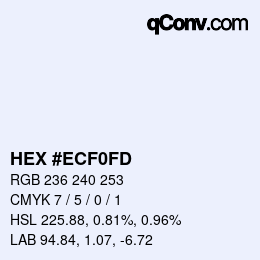 颜色代码: HEX #ECF0FD | qconv.com