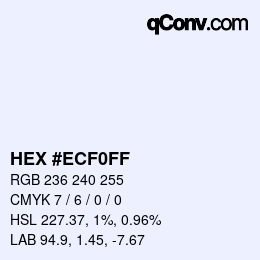 Color code: HEX #ECF0FF | qconv.com