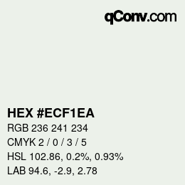 颜色代码: HEX #ECF1EA | qconv.com