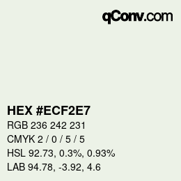 Color code: HEX #ECF2E7 | qconv.com