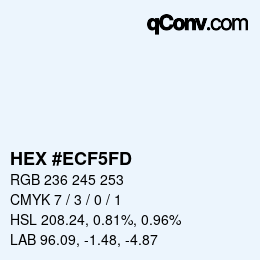 カラーコード: HEX #ECF5FD | qconv.com