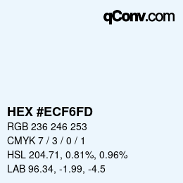 Color code: HEX #ECF6FD | qconv.com