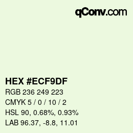 Color code: HEX #ECF9DF | qconv.com